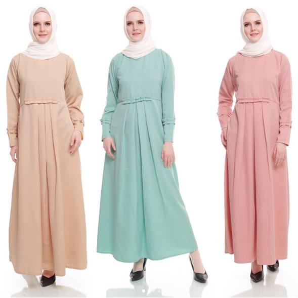 50 Model Long Dress Lengan Panjang Modern Muslimah 