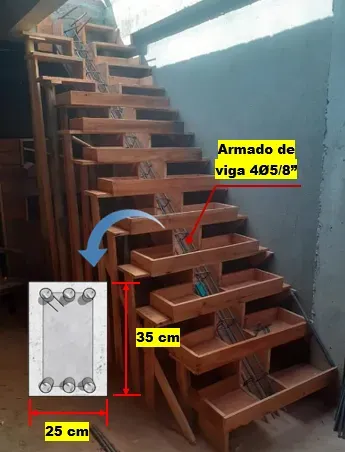 proceso de construccion de escaleras espina de pescado o con viga intermedia