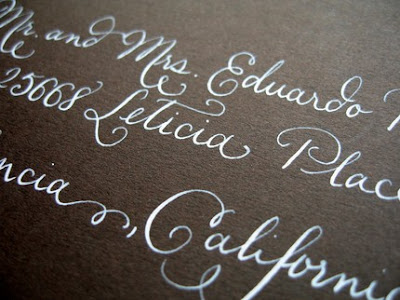 Laura Cooper of LHCalligraphy makes hand drawn custom wedding invitations 