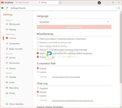 اعدادات برنامج AnyDesk للكمبيوتر
