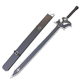 Sword Art Online Kirito Black Sword Elucidator Wood Cosplay Sword with Sheath #00536103