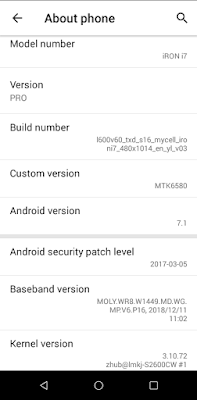 MYCELL IRON i7 FLASH FILE MT6580 ANDROID 7.1 2ND VERSION FIRMWARE