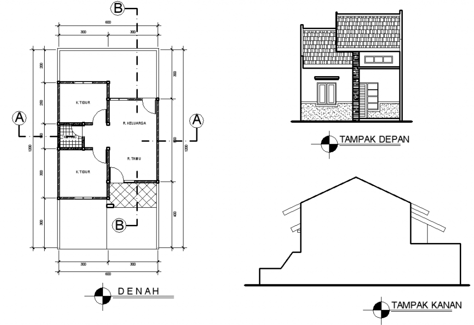 Konsep 32 Denah Tampak Potongan Rumah Type 36