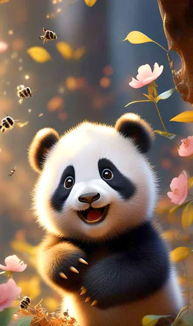 Papel de Parede Pequeno Panda na Floresta