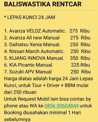 Promo Rental Mobil di Bali