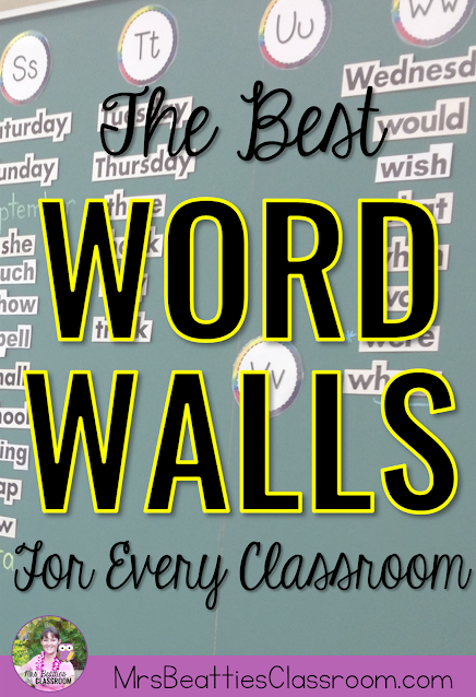 Photo of word wall with text, "The Best Word Walls For Every Classroom."