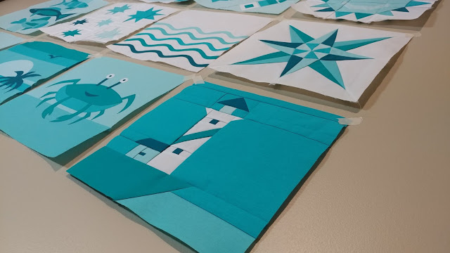 Lighthouse quilt block for QAL By the Sea