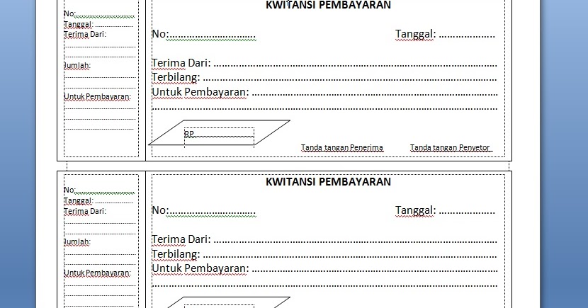 Kwitansi Kosong Ms Word dan Excel - Wafariq Blog