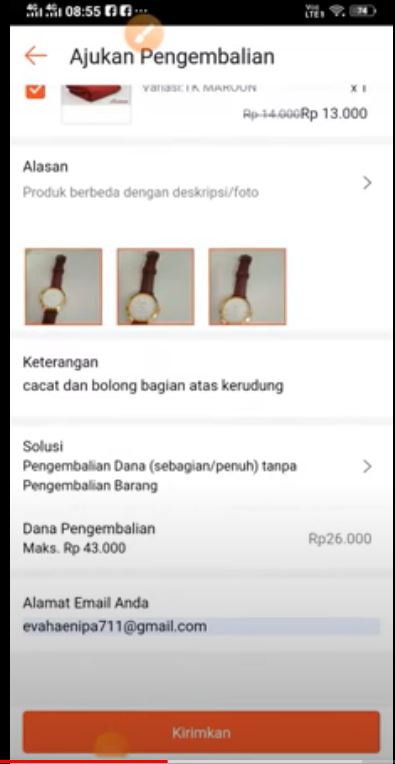 Pengajuan pengambalian dana Shopee