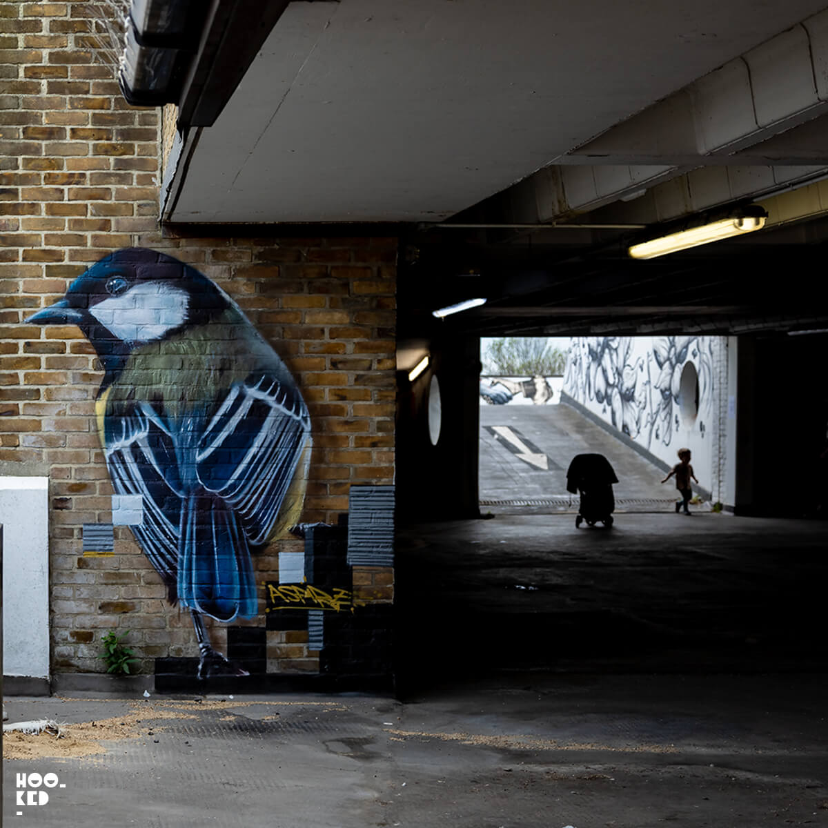 Penge Street Art mural work by artist Aspire featuring a mural of a bird