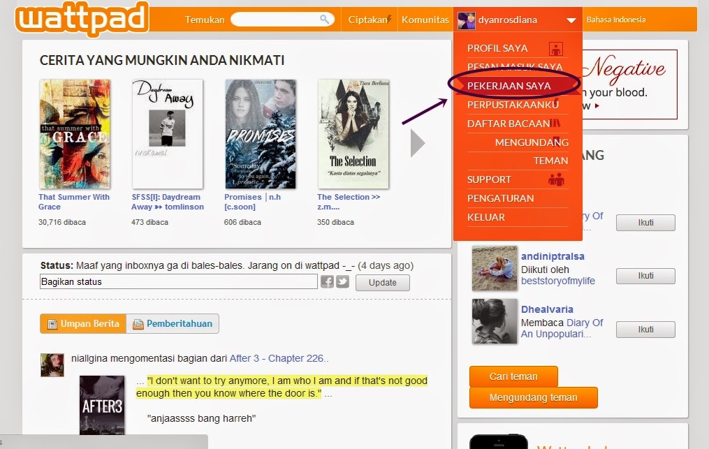 Cara Menambahkan Part Cerita Baru di Wattpad  Dyan Rosdiana