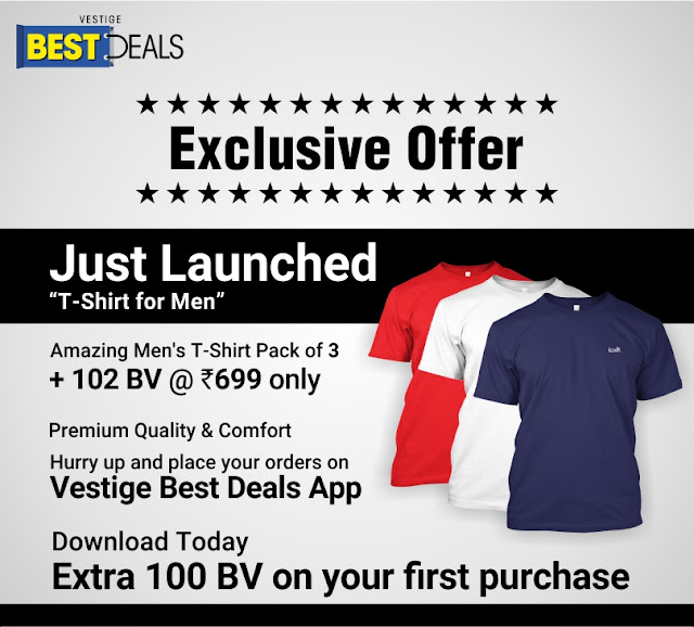 Vestige Best Deals App: Men's T-Shirt Pack of 3