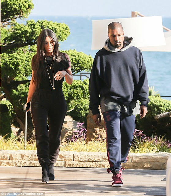 Image result for Kim Kardashian and Kanye West step out for lunch date in coordinated outfits