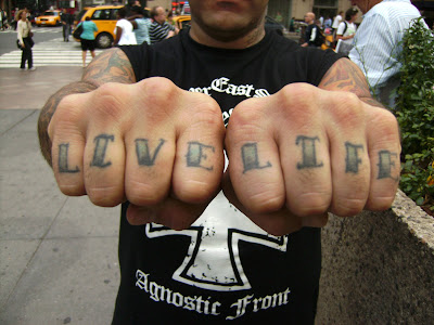 Mike offered up his knuckle tattoos, as well: