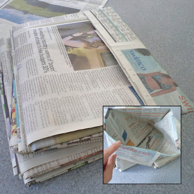recycle newspapers as food waste bin liners