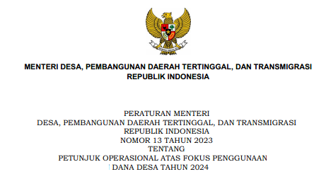 Petunjuk Operasional Fokus Penggunaan Dana Desa Tahun 2024