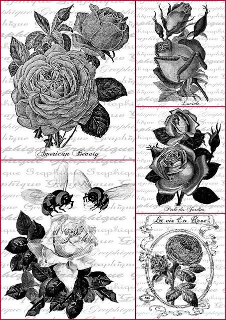 Roses in Black and Withe Free Printable Labels. 