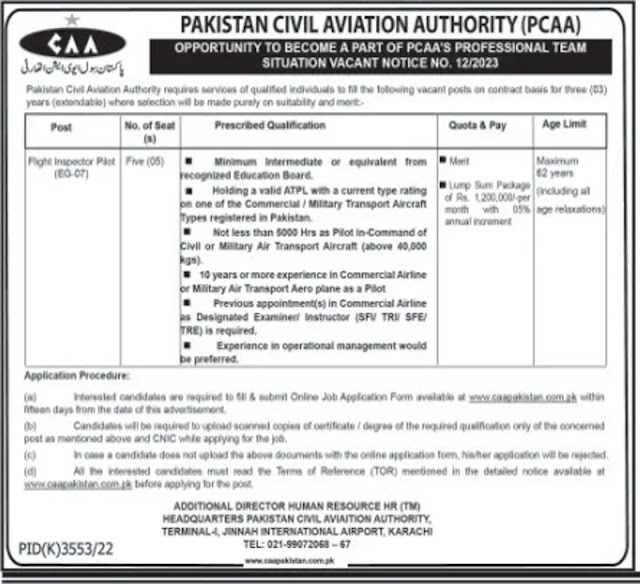 Pakistan Civil Aviation Authority Jobs 2023 Online Apply | Today Jobs | Find Jobs 4 Me