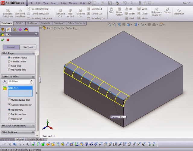 SolidWorks edge fillet