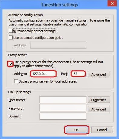 Internet Options - Tuneshub Settings