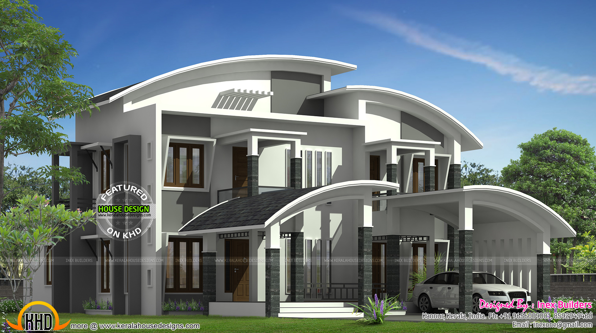  Curved  roof house  plan  Kerala home design and floor plans