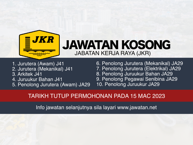 Jawatan Kosong JKR Sarawak Mac 2023