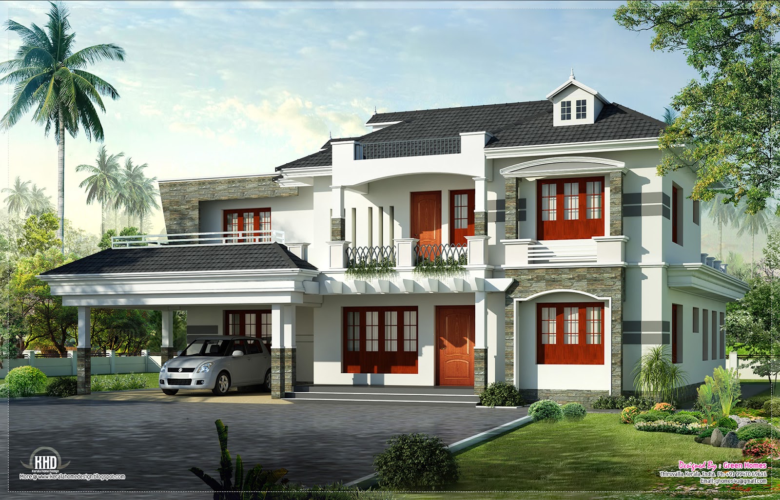  New  style  Kerala  luxury home  exterior House  Design  Plans 