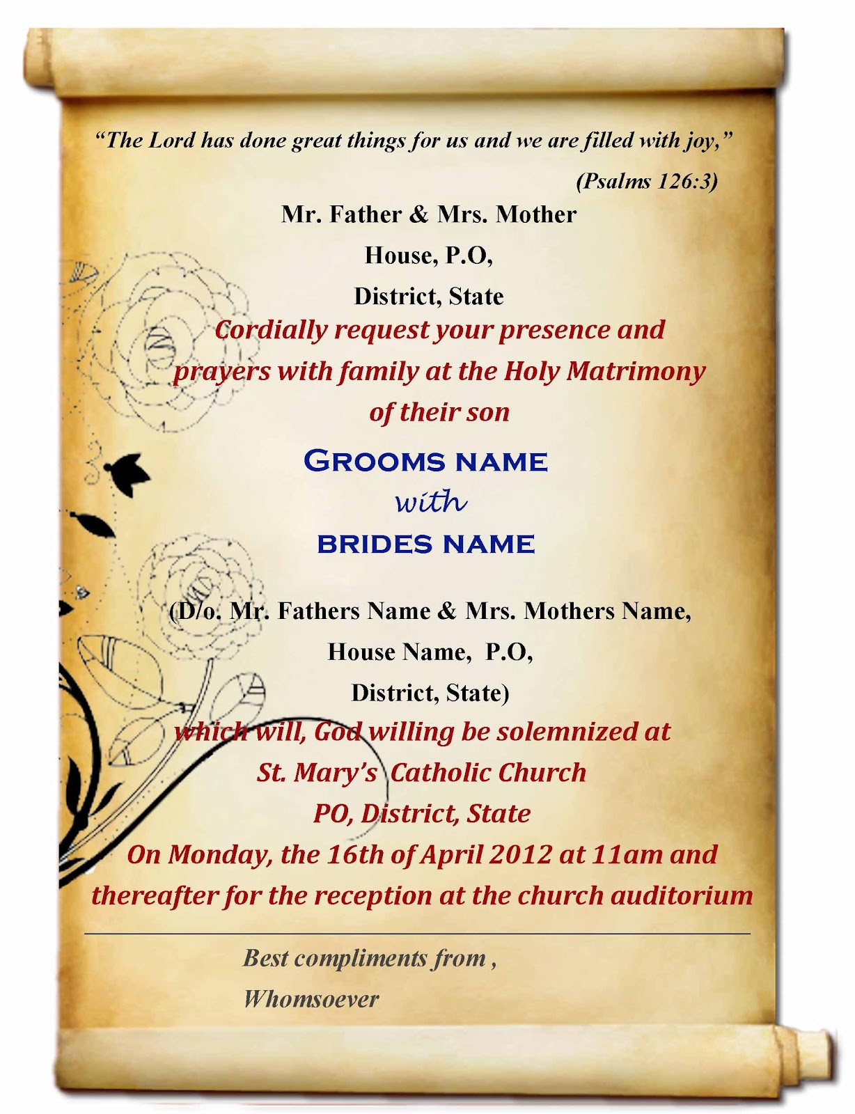 Invitation card for wedding sample