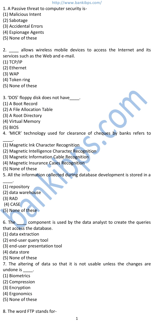 computer objective question bank