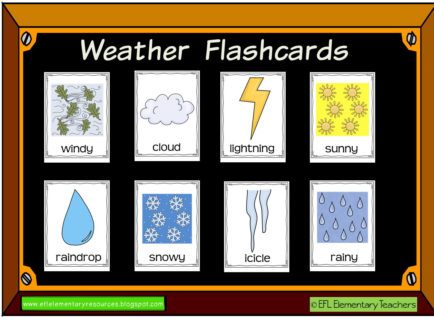 Efl Elementary Teachers Weather Flashcards Activities For Esl Efl