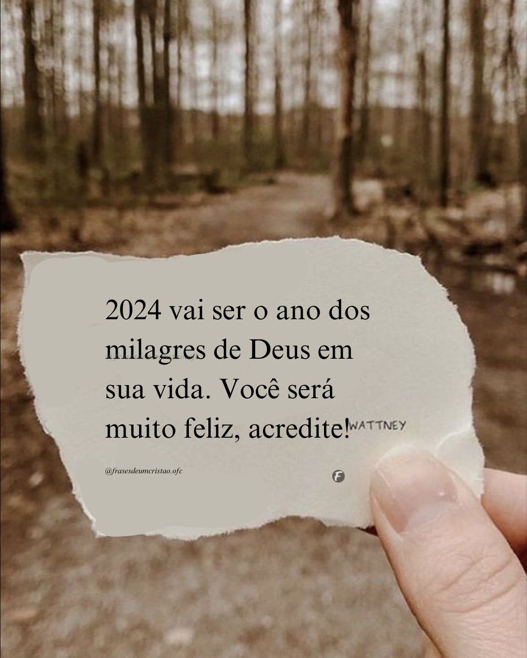 2024 vai ser o ano dos milagres de Deus em sua vida. Você será muito feliz, acredite!