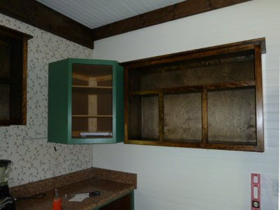 3-door Amish built cabinet hung, sans doors