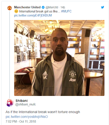 Manchester United fans are not having it as they fire at the club management for sharing a photo of Kanye West rocking the team's tracksuit on Twitter.