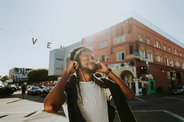 A man listening music