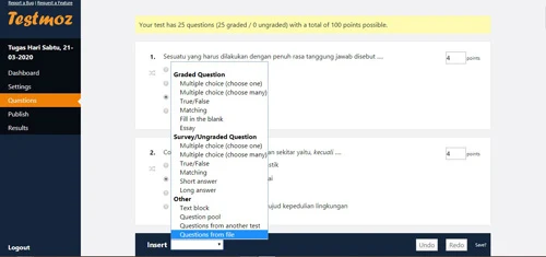 membuat soal dengan testmoz