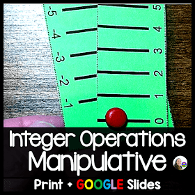 Integer Operations Manipulative - print and digital for distance learning