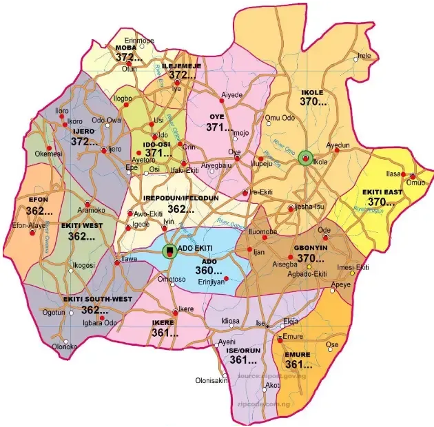 Ekiti State Postal Code Maps