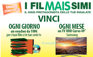 Logo Con i FilMaissimi Bonduelle vinci voucher da 100 euro e TV YHD Curvo