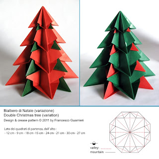 Origami: Bialbero di Natale, variante - Double Christmas tree, variant