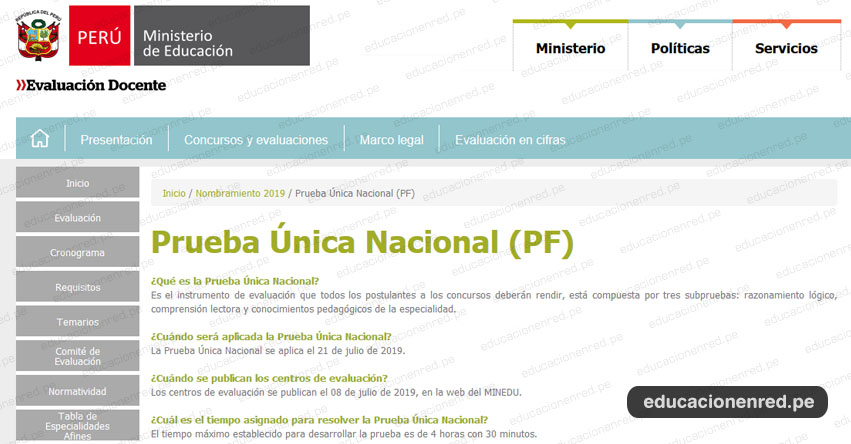 NOMBRAMIENTO DOCENTE 2019: Prueba Única Nacional (21 Julio) PREGUNTAS FRECUENTES - MINEDU - www.minedu.gob.pe