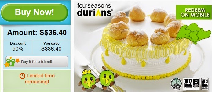 Four Seasons Durians Mao Shan Wang Premium Durian Cake offer, groupon singapore, discount, offer