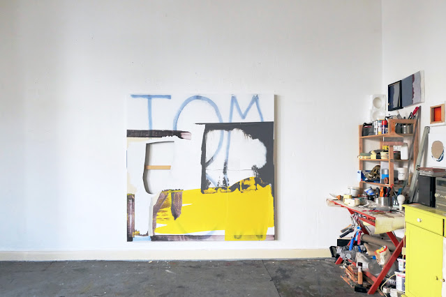 Michel Carmantrand MIND THE GAP (Tommot), 170x170x5cm (67x67x2"), acrylic paint, cut, spray, gesso and enamel on canvas.