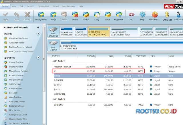 jendela awal partition wizard