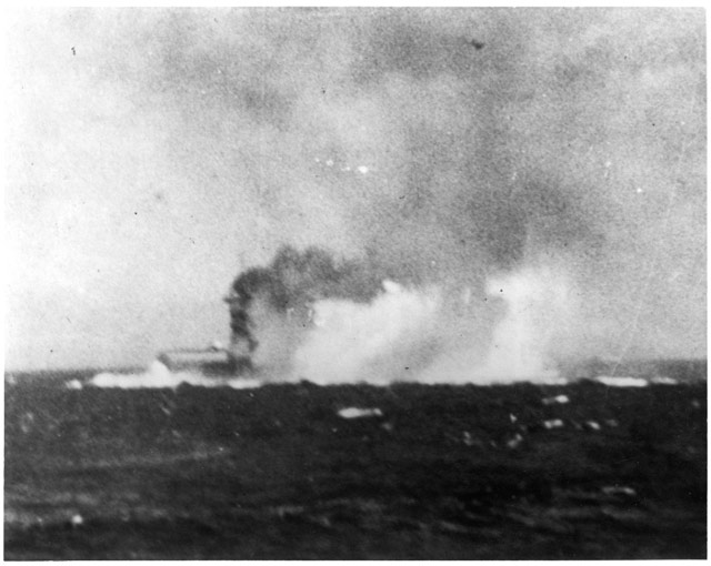 USS Lexington on fire and sinking, 8 May 1942 worldwartwo.filminspector.com