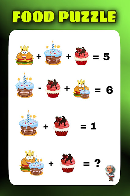 unique free burger, cake, cupcake food math puzzle 2023