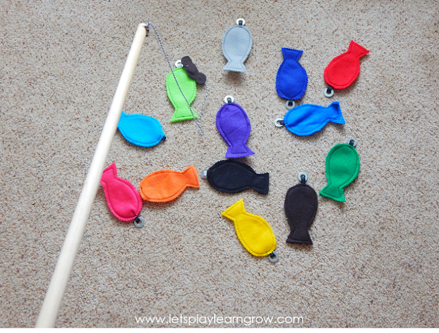 DIY Magnetic Fishing Pole Color Game