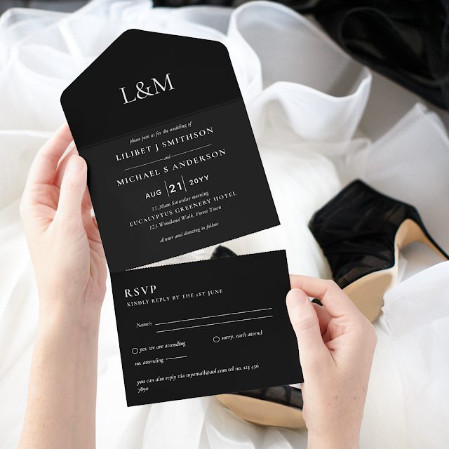all in one wedding invitations with rsvp card