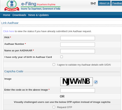 PAN AADHAR link form