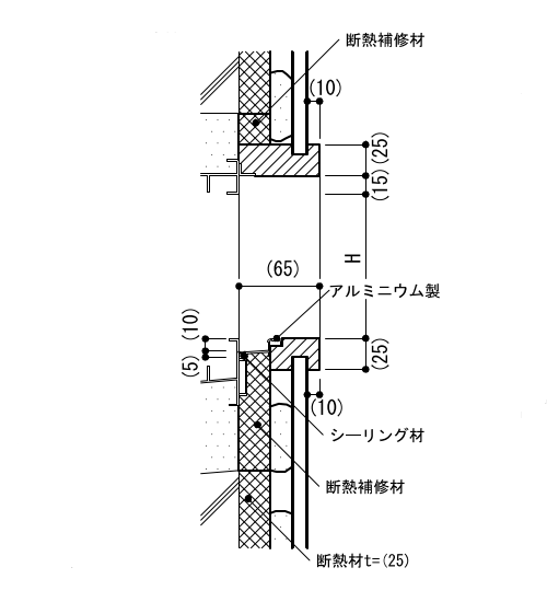 4-51-7　窓廻り（ぜん板及び額縁）木製の場合 断面