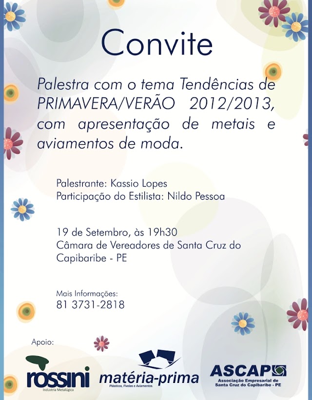 Moda Primavera-Verão 2012/2013 é tema de palestra nesta quarta-feira‏ em Santa Cruz